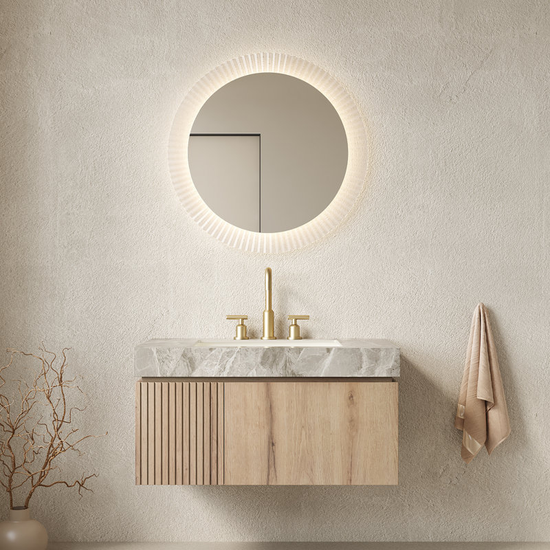 Meuble-lavabo moderne avec rangement, contreplaqué durable et lavabo en céramique pour la maison