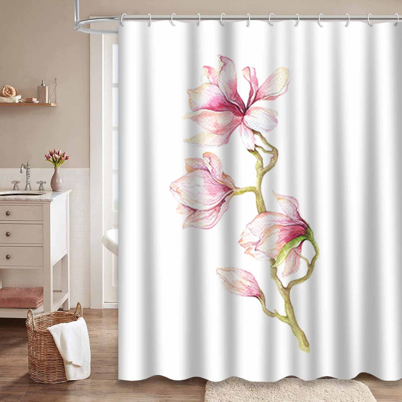 Aquarelle, art floral sur fond de fleurs de magnolia avec 12 crochets, L 72 po x l 72 po