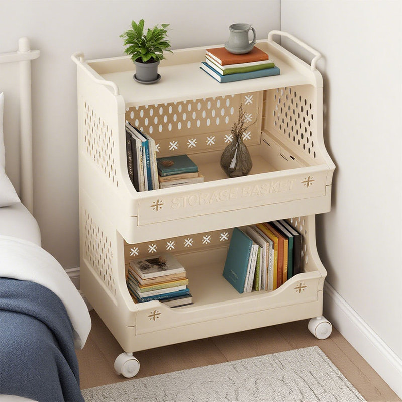 52.5cm H x 40cm W Utility Cart with Wheels, Beige