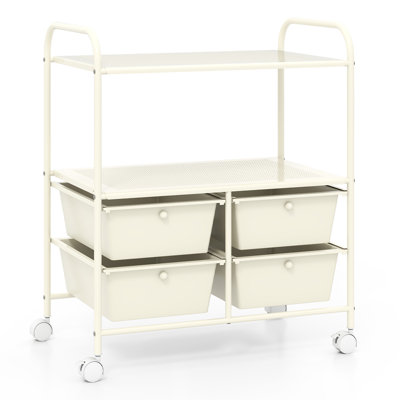 Rolling Storage Cart Metal Rack Shelf 4 Drawers Home Office Furniture