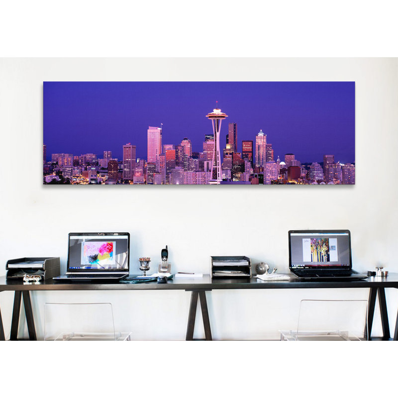 Impression panoramique washington, seattle, reproduction de photo sur toile, H 24 po x l 72 po x P 1,5 po, Toile tendue