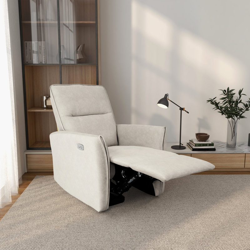 Fauteuil inclinable moderne, fauteuil inclinable en suède, Crème, crème