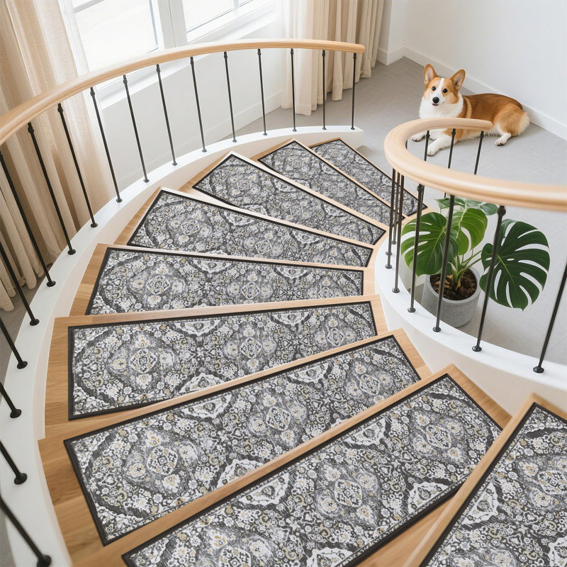 Tapis d'escalier antidérapants pour l'intérieur, Brun / Gris