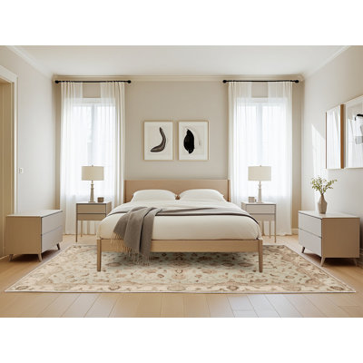 Tapis beige Tabriz lavable à la machine