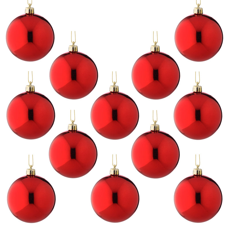 Boule brillante en plastique incassable 80 mm , Rouge