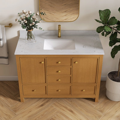 Aura 48'' Single Bathroom Vanity With Engineered Marble Countertop And Undermounted Sink
