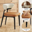 Ensemble de 6 chaises de salle à manger modernes entièrement assemblées, revêtement en similicuir blanc et brun caramel, pieds en bois massif-795834296-795834299-795834303