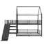 Lit superposé double en métal avec escalier de rangement, glissière, rails de sécurité, noir-1286759056