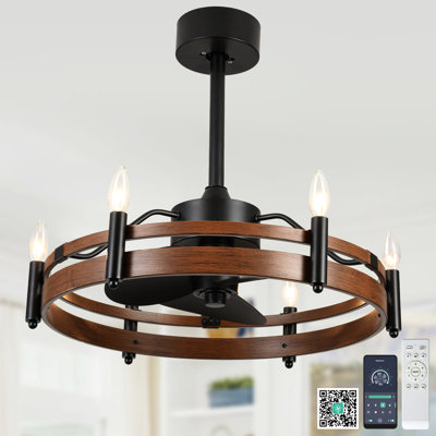 Ventilateur de plafond 24 "à 6 lumières avec roues en chariot et lumière avec télécommande et ventilateur moderne à courant continu