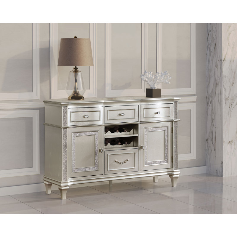 Keymari 4-drawer Sideboard Buffet Cabinet Silver Oak