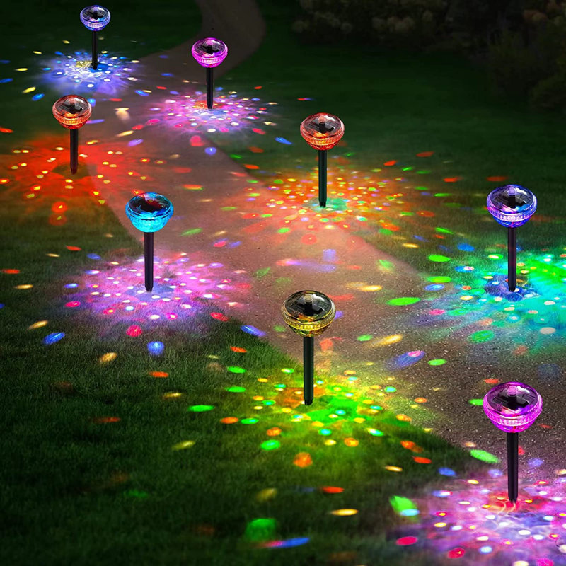 Éclairage de sentier solaire extérieur, lumière de jardin 3-en-1 solaire améliorée, lumières solaires extérieures multicolores imperméables pour l'extérieur de la décoration de sentier de la Saint-Valentin