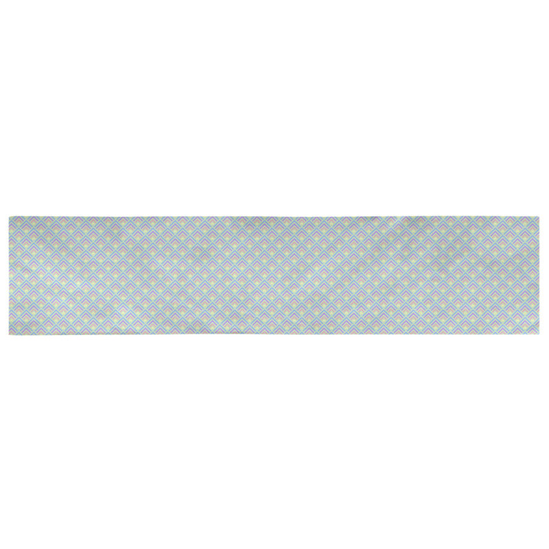 Chemin de table géométrique Avicia, 91,5 po x 17,5 po, Vert / Mauve, Polyester