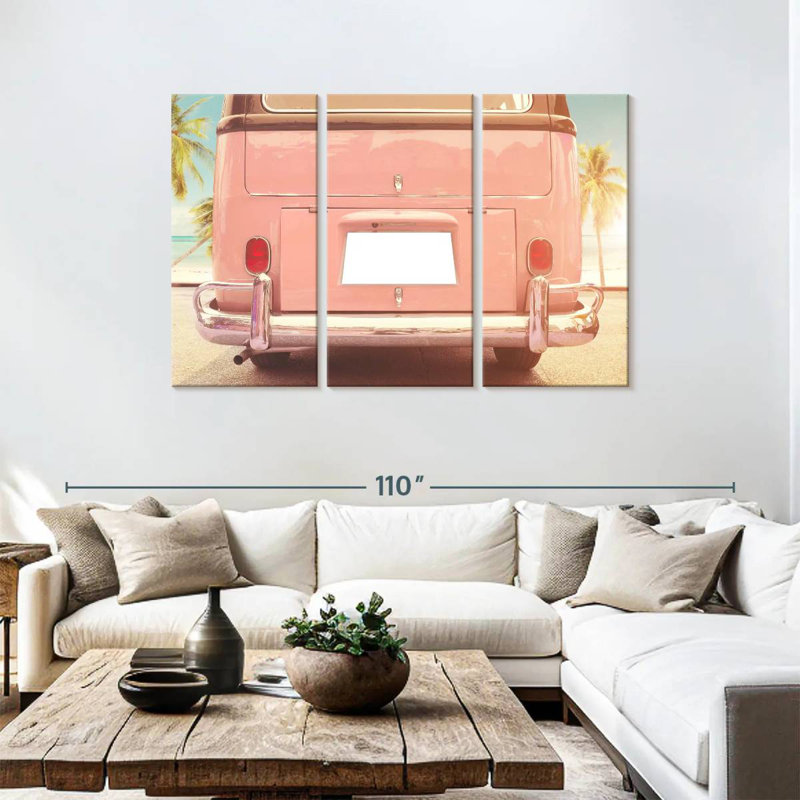 Mehar Beachside Pink Van, 48" H x 74" W