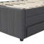 Lit plateforme simple tapissier avec lit gigogne et 3 tiroirs, tissu en lin pour économiser de l'espace et un sommeil confortable-283339709