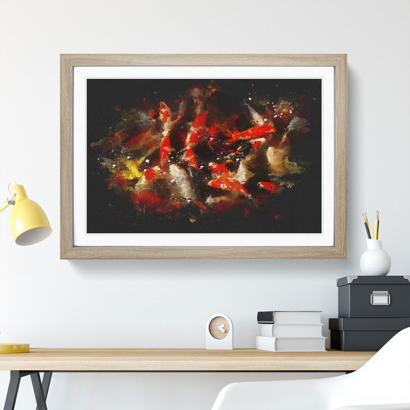 Many Fish - Picture Frame Graphic Art, 48cm H x 65cm W x 2cm D, Oak Framed