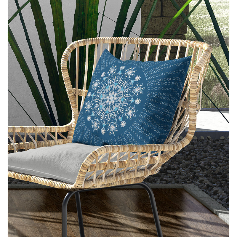 Coussin Wisteria, H 16 po x l 16 po, Bleu sarcelle ; Gris