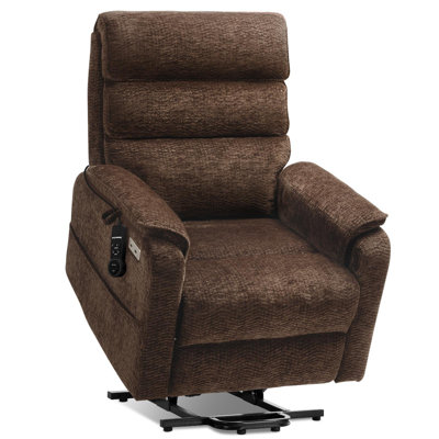 Fauteuil inclinable électrique à deux moteurs avec massage et chaleur, fauteuil inclinable électrique avec position infinie, USB A&C (T6011 - Chenille, brun)