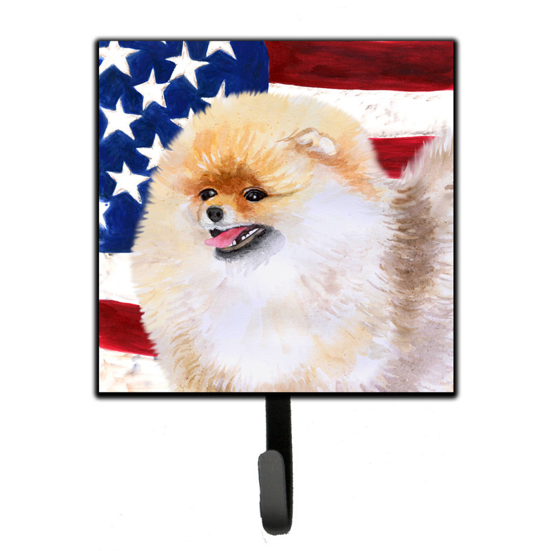 Emrah   Metal Wall Organizer with Key Hooks, Pomeranian, White/Red