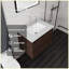 Meuble-lavabo flottant 24 po avec lavabo, porte à fermeture douce, comptoir et dosseret en marbre de culture blanc de 2 po Carrara, contreplaqué, brun-131655267-131655268