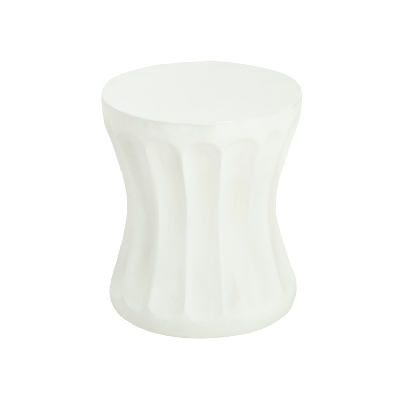 Table d'appoint d'extérieur ronde en béton blanc antique