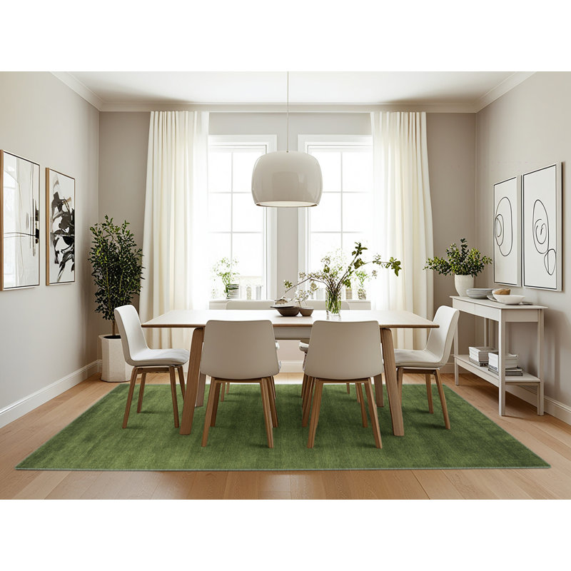 Tapis contemporain vert foncé, Rectangle 7 pi x 10 pi