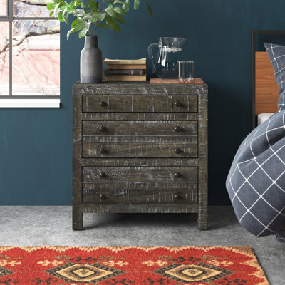 Randal 3 - Drawer Solid Wood Nightstand in Gunmetal
