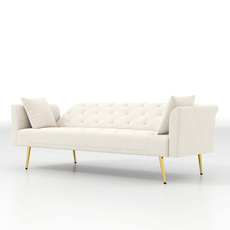 Canapé-lit moderne convertible pliable de 72 pouces avec un design capitonné pour un confort peu encombrant et un style rétro