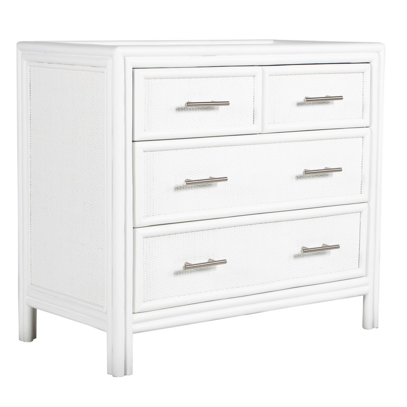 Aruba 4 - Drawer Nightstand, White/Brushed Nickel