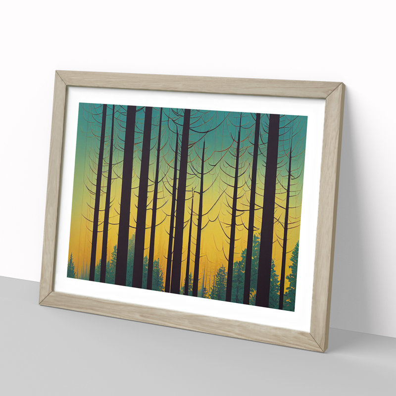 Spring Forest Art Deco Vol.3 - Framed Print, 46cm H x 64cm W x 2cm D, Oak Framed