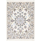 Ivory Fine Hand Knotted Persian Silk & wool Nain 2'5"X 3'3"