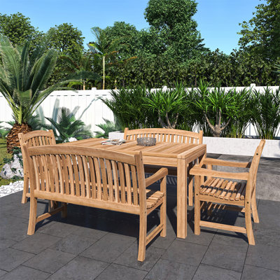Mack 4 - Person Wood Patio Dining Set with Rectangular Table