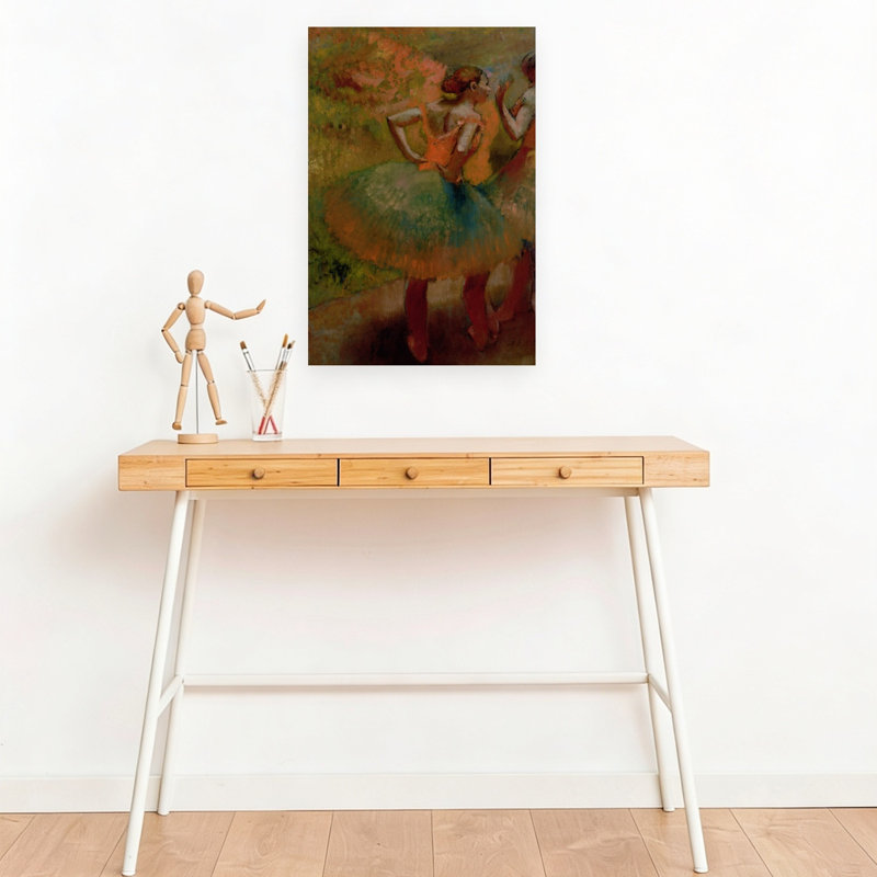 Danseuses en jupes vertes, vers 1895. Estampe d'art mural contemporaine abstraite impressionniste., H 18 po x l 12 po