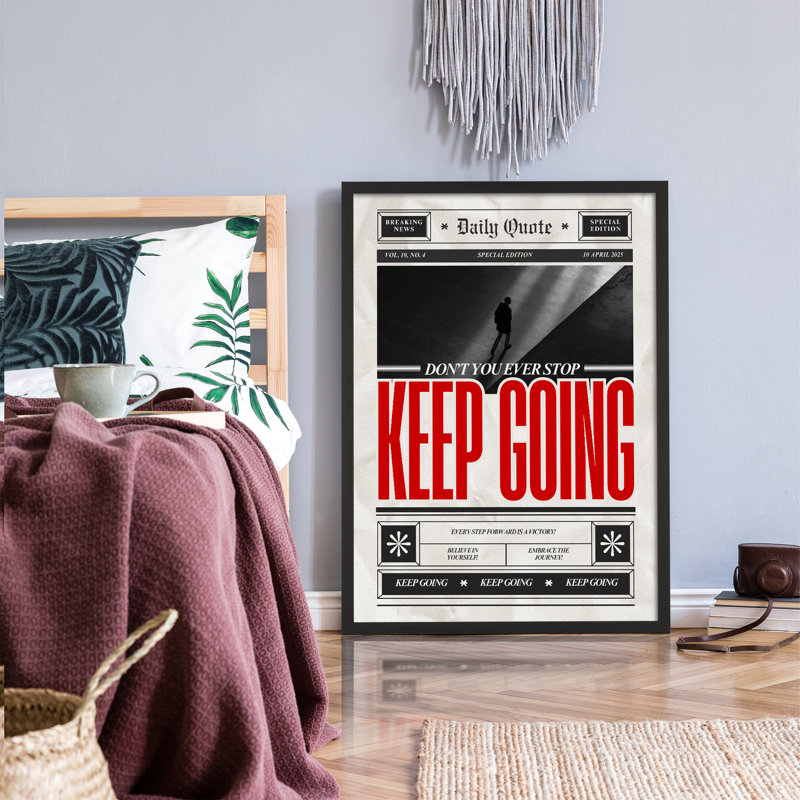 Z Studio Keep Going Motivational, impression sur toile, Cadre noir
