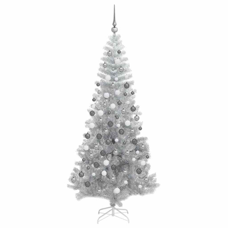 vidaXL Christmas Tree with 300 LEDs with Stand PVC, Silver