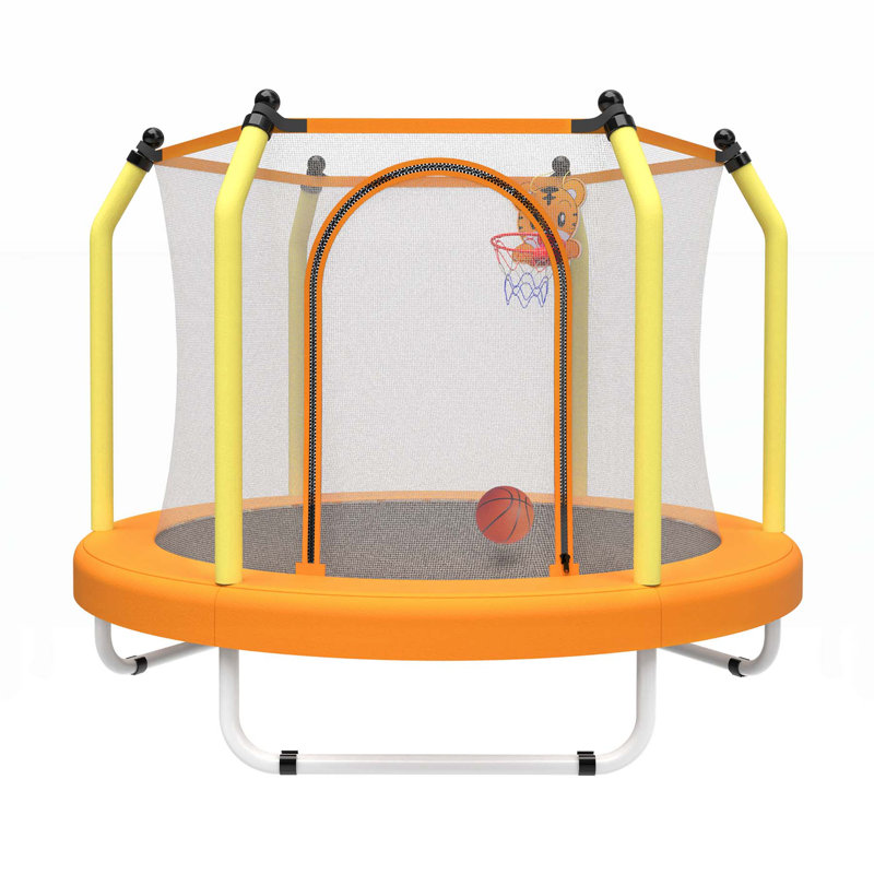 Trampoline polyvalent pour enfants avec des caractéristiques de sécurité et une puissance de rebond élevée, Noir / Jaune