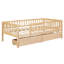 Lit de jour simple avec deux tiroirs en noyer exquis - Ajoute une touche de rangement efficace en bois massif pour la chambre à coucher-130155463-130155461