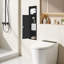 Rangement mural en acier inoxydable noir à 4 tablettes pour salle de bain 6,8 po-133263231