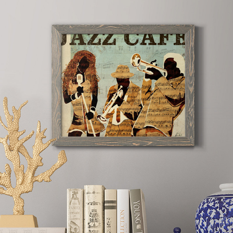 Jazz café - reproduction d'art sur toile, H 24 po x l 18 po x P 1,5 po, Gris