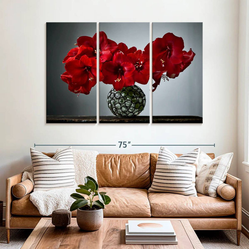 Bouquet de fleurs rouges Harnek, H 20 po x l 33 po