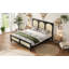 Lit plateforme en bois avec tête et pied de lit en rotin-2032502411-2032502405