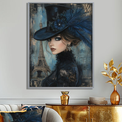 Dame chic à Paris près de la Tour Eiffel - salon art mural femme cabaret
