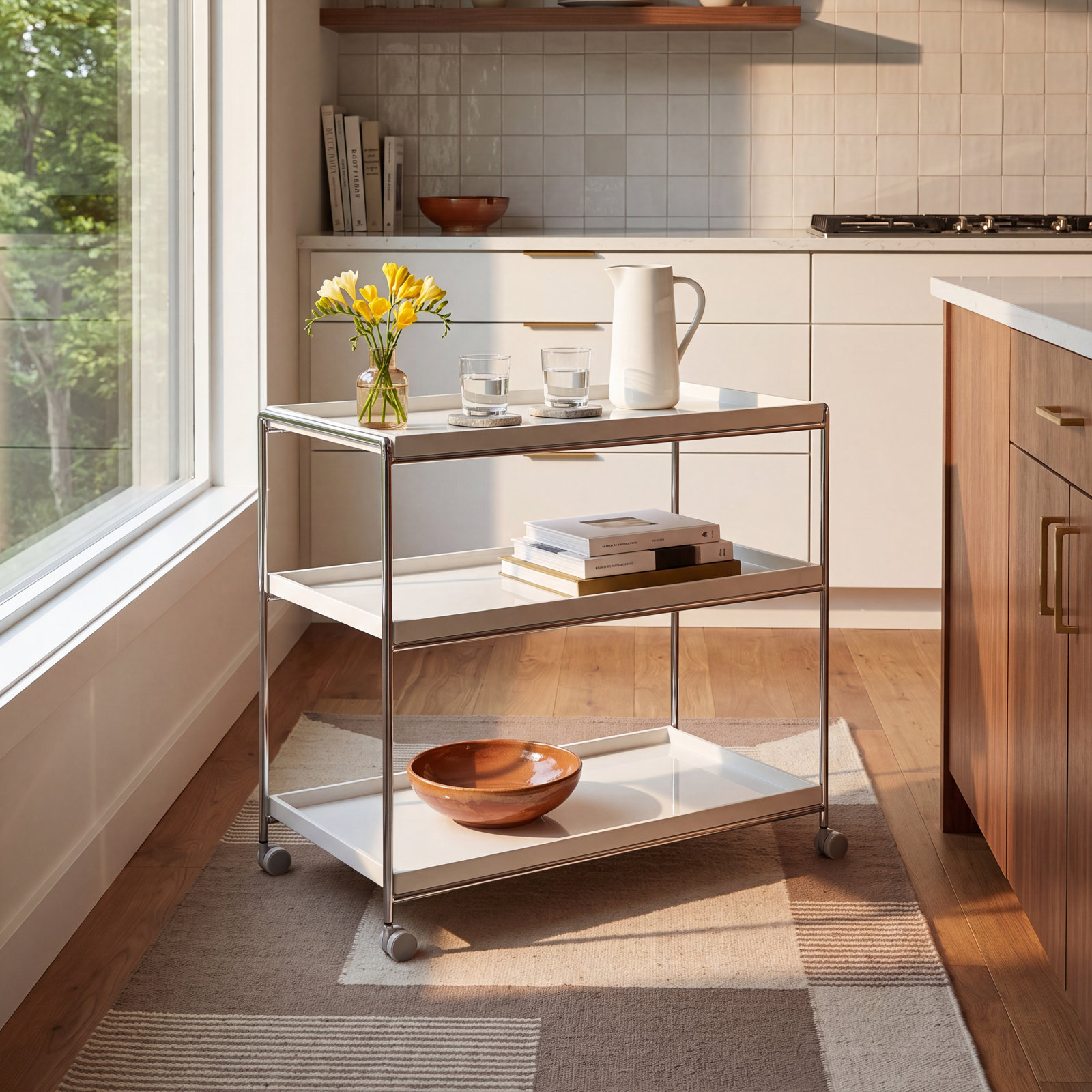 Trays Kitchen Cart, White