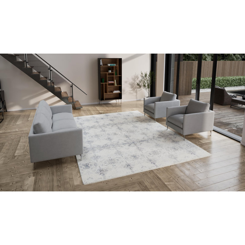 White Modern Wool Rug - 9'1" x 12'4"