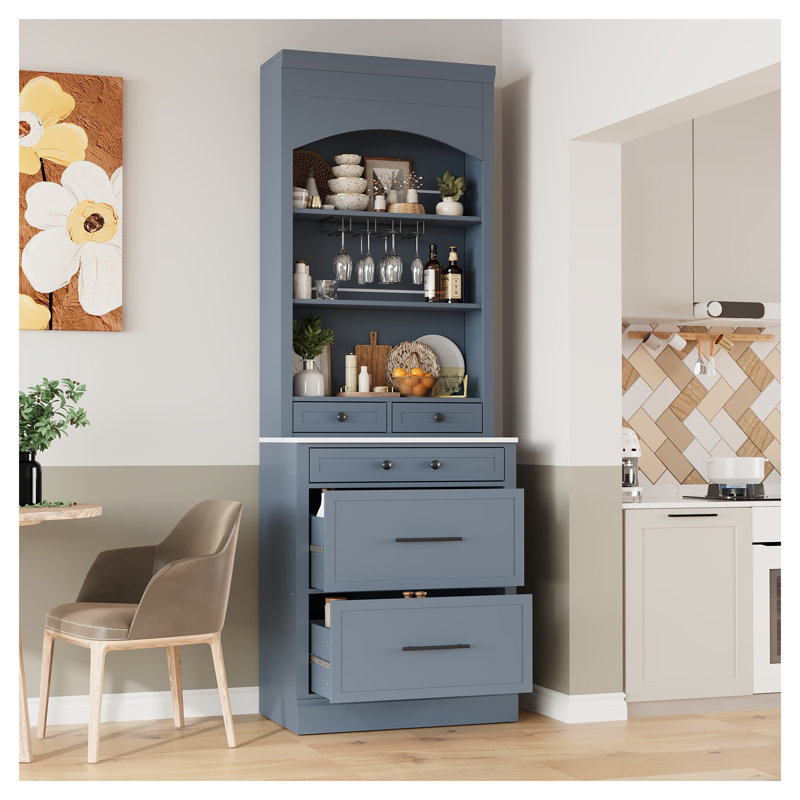 Armoire de cuisine autoportante moderne avec tablettes réglables et rangement en bois aggloméré gris TopMAX pour la nourriture et les fournitures