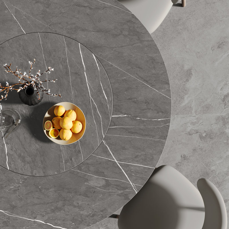 Table de salle à manger Revolution: table de cuisson intégrée avec fonction de rotation à 360 °, Gris clair
