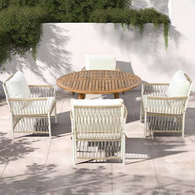 Ensemble de table de salle à manger extensible 5 pièces avec chaises en rotin Modern