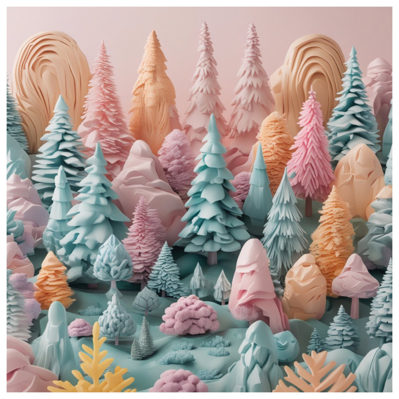 Pastel Forest Landscape Blankets, 50in W x 60in H