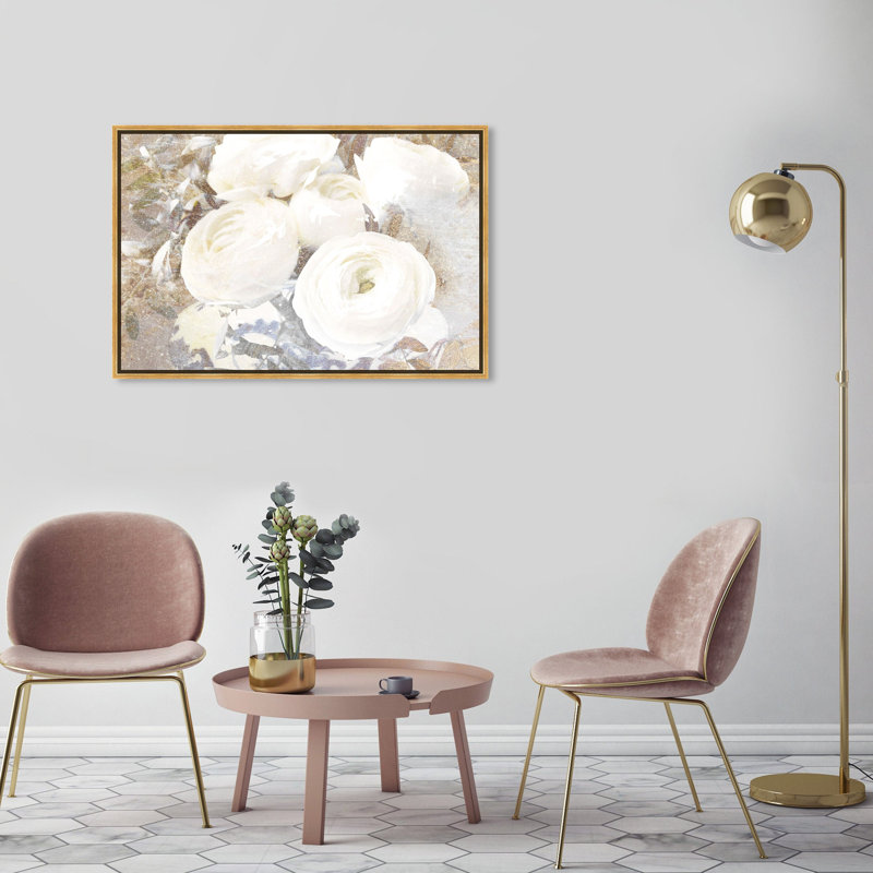 Serving Ranunculus Diamond Dust Shimmer Abstract Framed Canvas by Oliver Gal, 25" H x 37" W
