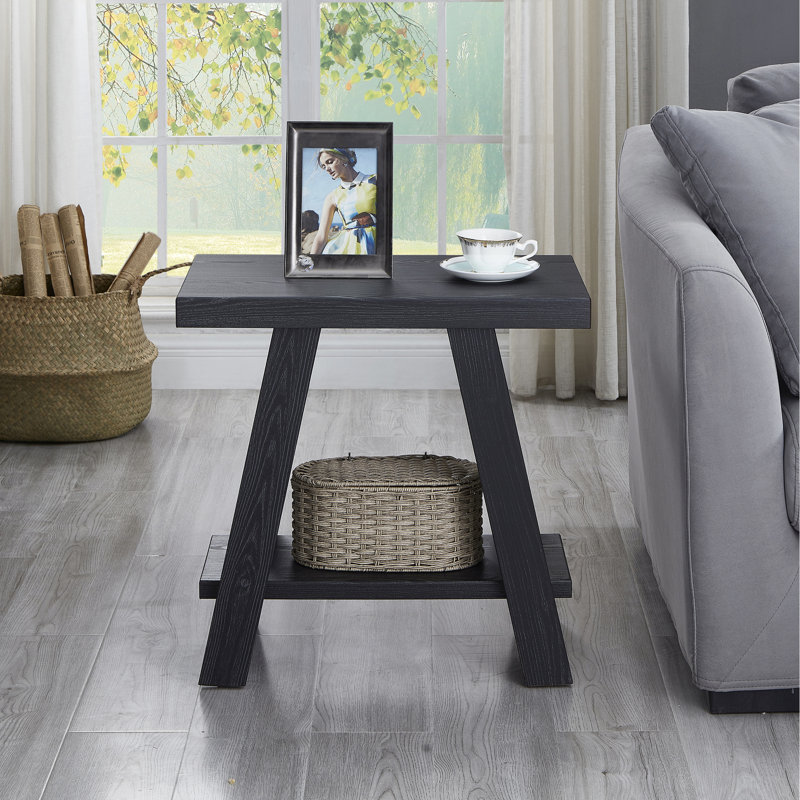 Table d'appoint Splendid Black Wood, H 21,55 po x L 23,23 po x l 14,32 po, Noir, Noir