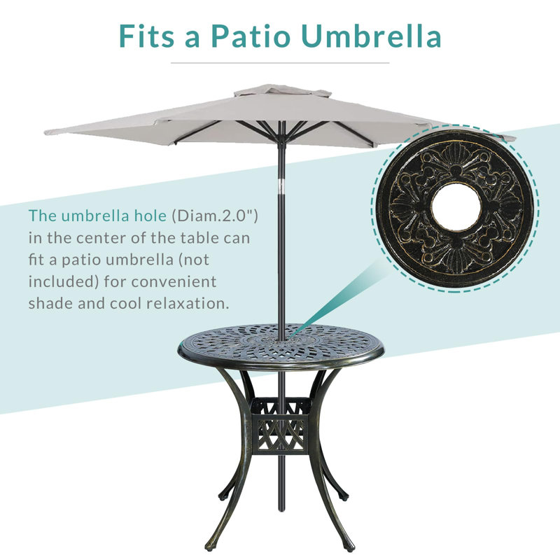 2 - Person Patio Dining Set with Round Table , Cushions Included, Ocean Blue